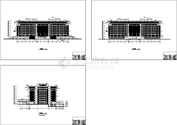 哈尔滨某重点大学图书馆全套建筑设计CAD施工图-图二
