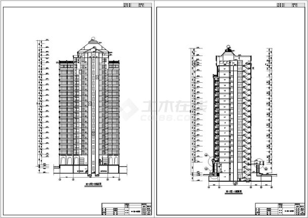 广东某五栋十九层板式高档住宅楼建筑设计CAD施工图-图二