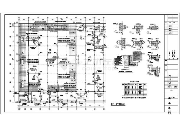 某大型百货商厦全套CAD设计图(含地下室底板、侧墙构造详图)-图一