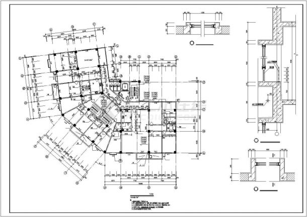 1万平米左右12层框架结构商住楼建筑设计CAD图纸（1-2层商用）-图一