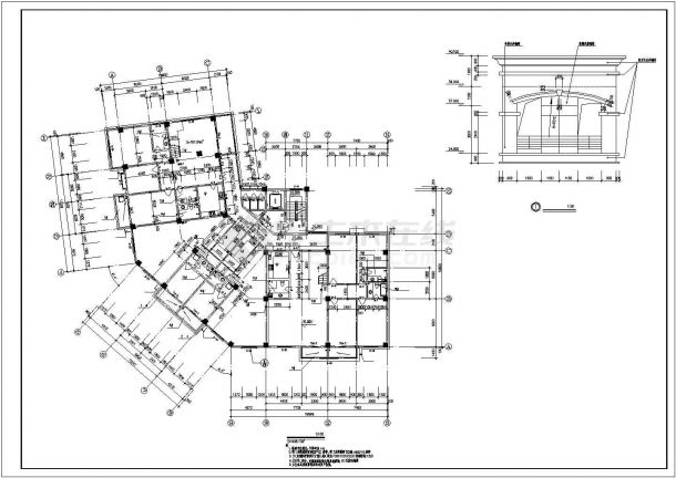 1万平米左右12层框架结构商住楼建筑设计CAD图纸（1-2层商用）-图二