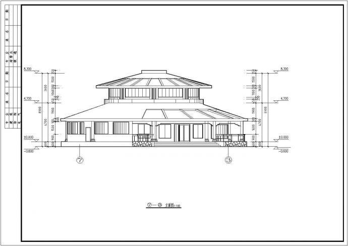 厦门市某度假村1200平米2层高档中餐厅建筑设计CAD图纸_图1