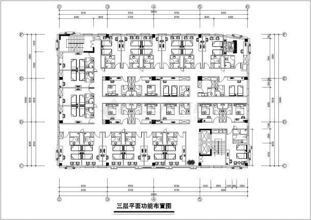 扬州市某7层高度商务酒店平面装修施工设计CAD图纸-图二