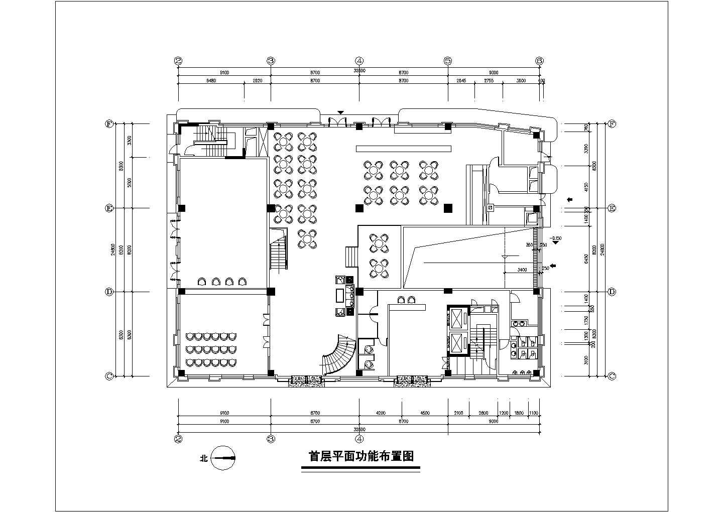 扬州市某7层高度商务酒店平面装修施工设计CAD图纸