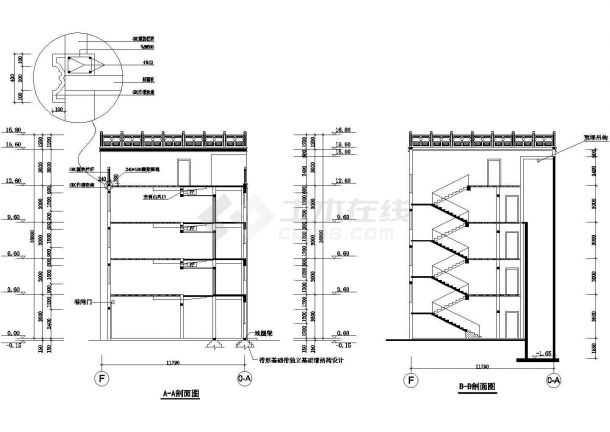 2400平米左右4层混合结构商务旅馆建筑设计CAD图纸（底层商铺）-图二