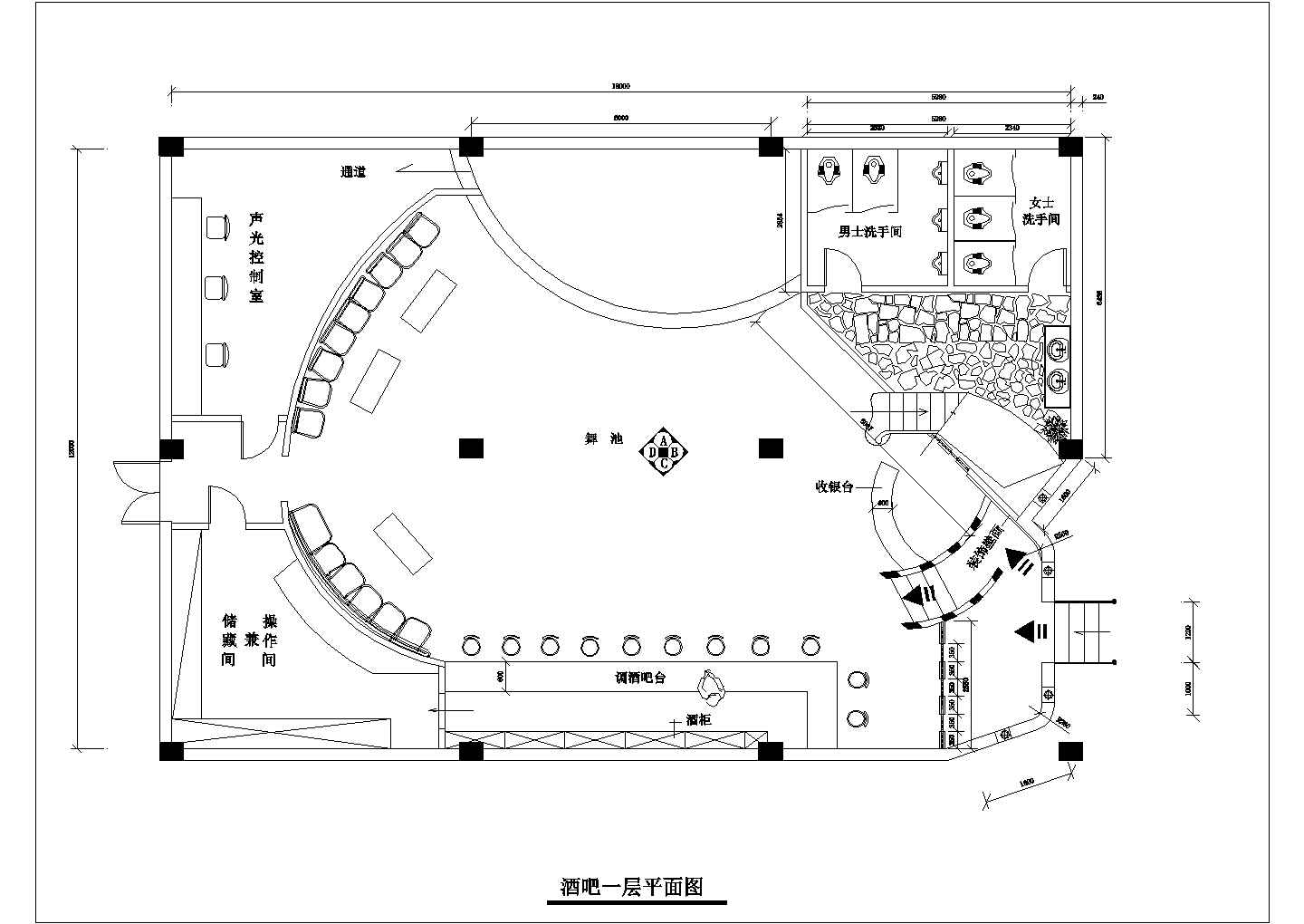 上海徐汇区某商业街1200平米2层商务酒店装修施工设计CAD图纸