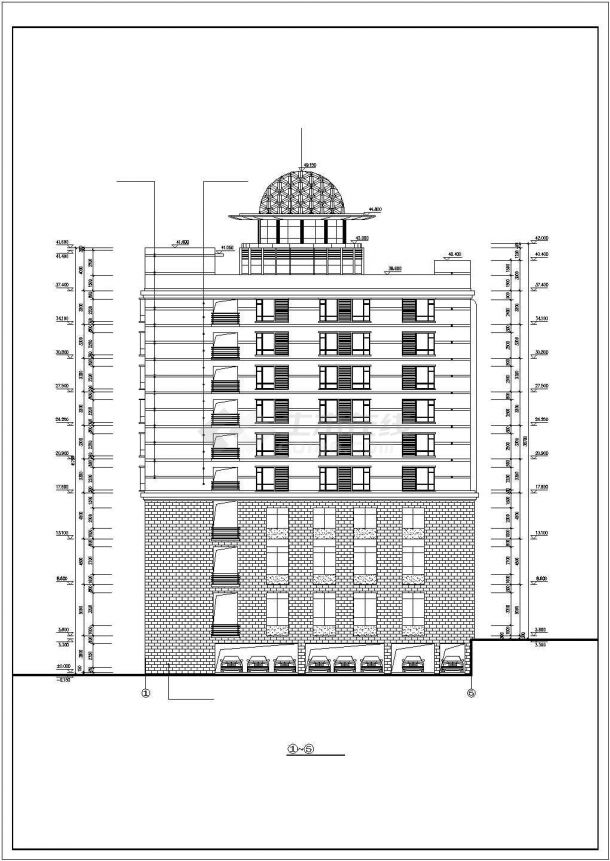 广州市人民路某10层框架结构星际酒店建筑设计CAD图纸-图一