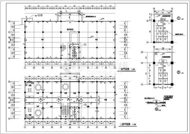 南京市某商圈2700平米四层框架结构酒店综合楼建筑设计CAD图纸-图二