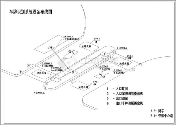 办公楼设计_某办公楼停车场立体高清车牌识别系统综合布线图cad图纸（含技术要求）-图二