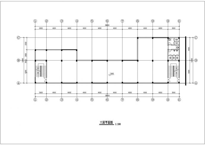 某商业街1.1万平米六层框架结构百货商场平立面设计CAD图纸_图1