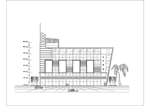 某商业街1.1万平米六层框架结构百货商场平立面设计CAD图纸-图二