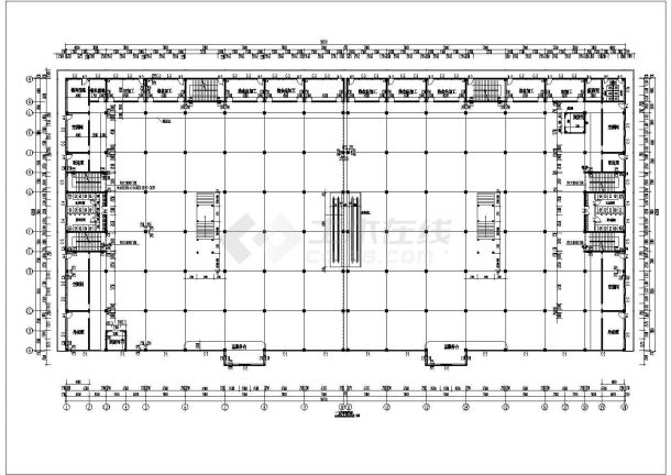 包头市某商业街2700平米3层框架结构美食城建筑设计CAD图纸-图一