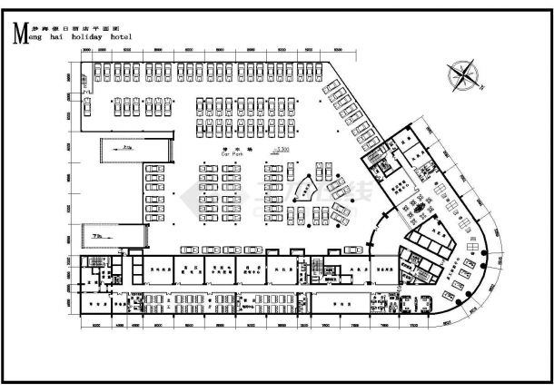 银川市某商业街1.4万平米8层框架结构商务酒店平面设计CAD图纸-图一