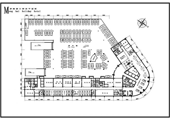 银川市某商业街1.4万平米8层框架结构商务酒店平面设计CAD图纸_图1