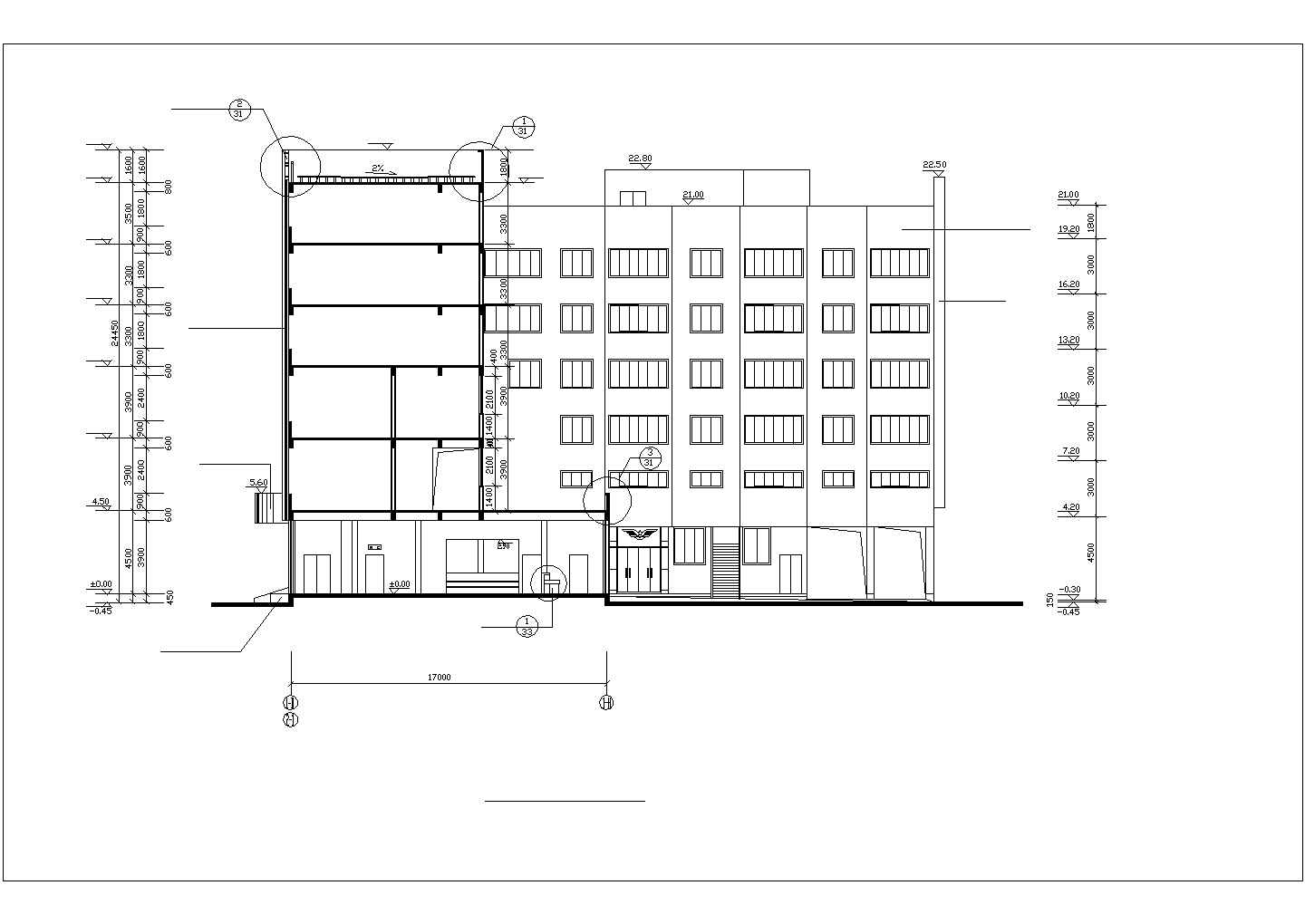 辽阳市人民路临街14层商务大酒店全套建筑设计CAD图纸
