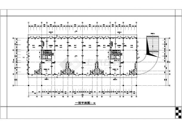 17层框架剪力墙结构商住楼平面设计CAD图纸（1-5层商用/含地下室层）-图二