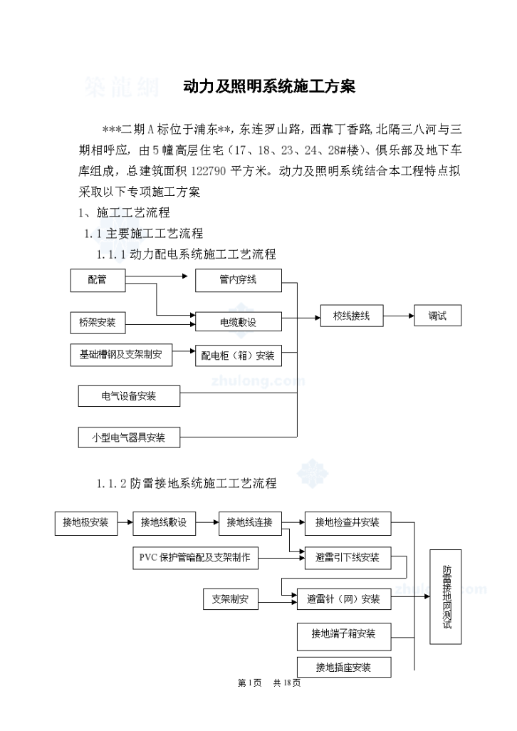 上海某住宅小区动力及照明系统施工组织-图一