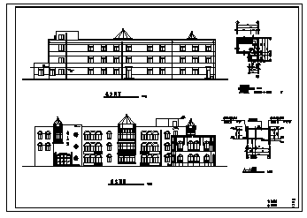 三层幼儿园教学楼全套建筑施工cad图，共十二张-图一