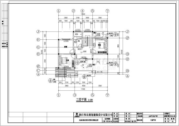 杭州市某多层住宅楼建筑CAD参考图-图一