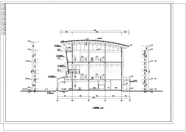 5133.5平米四层框架结构校园体育馆施工cad图，共十六张-图二