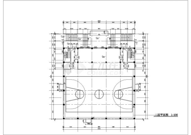 3层学校体育馆建筑施工图，共九张-图二