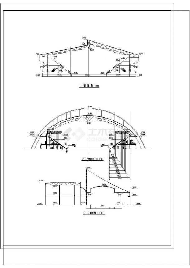 19755.40平米二层大学体育馆建筑施工cad图，共六张-图二