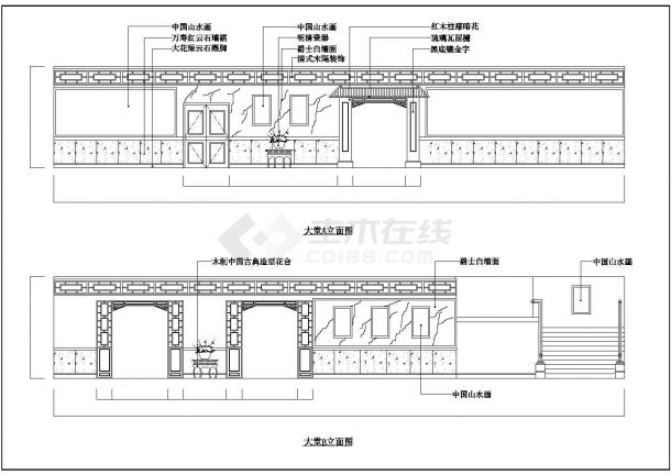 某地区现代中餐厅建筑方案设计施工CAD图纸-图一