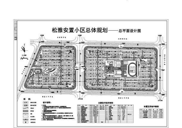 某市松雅安置小区总体规划设计cad图纸-图一