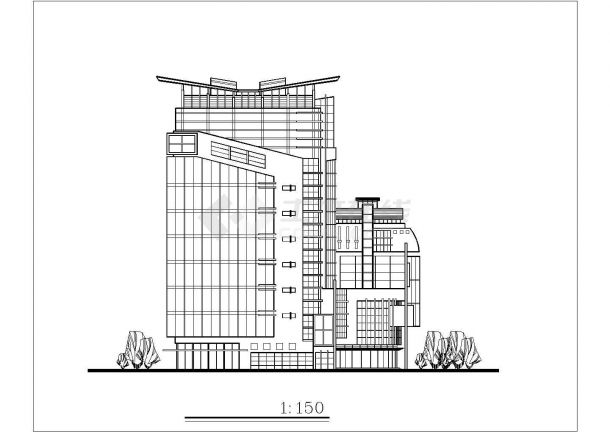 8000平米9层框架结构商务酒店全套建筑设计CAD图纸-图二