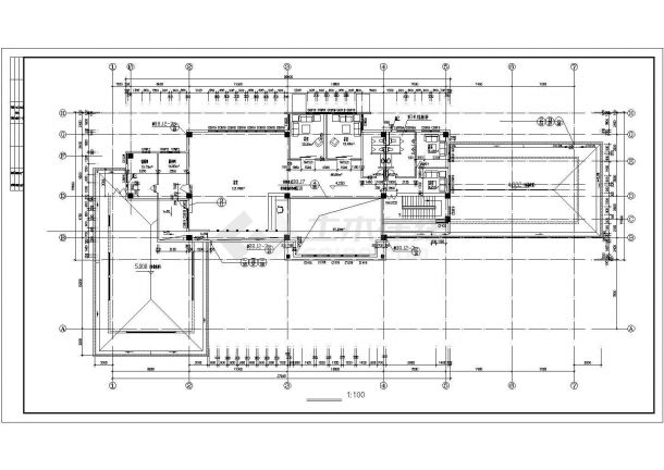 4500平米3层框架结构商务休闲会所建筑设计CAD图纸（含地下层）-图二