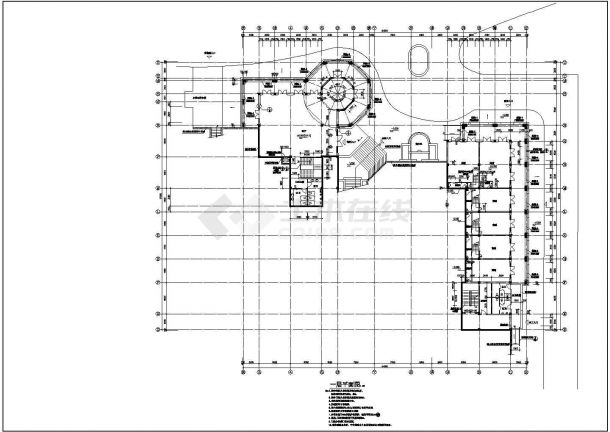 泉州市某商业街3900平米3层框架结构百货商场建筑设计CAD图纸-图一