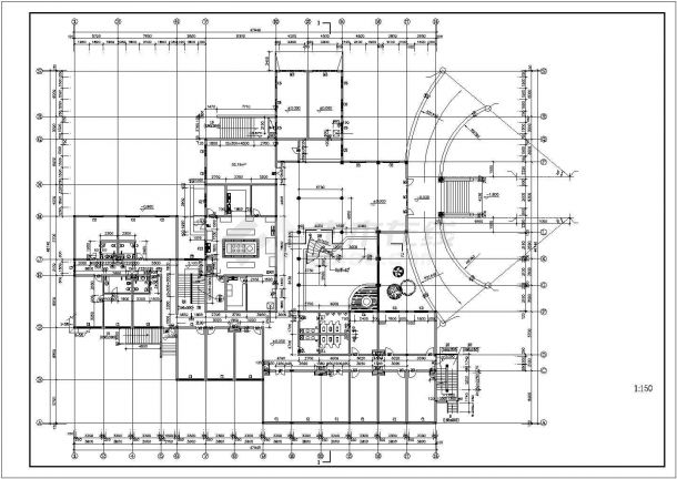 6200平米五层框架结构商业综合楼建筑设计CAD图纸（含阁楼和地下室）-图二