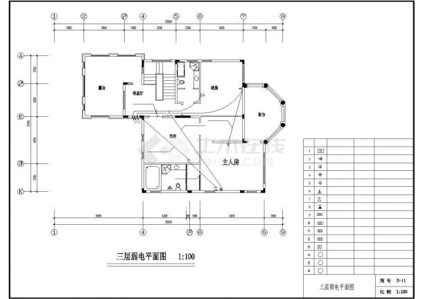 某市区中心别墅电气CAD设计图纸-图一