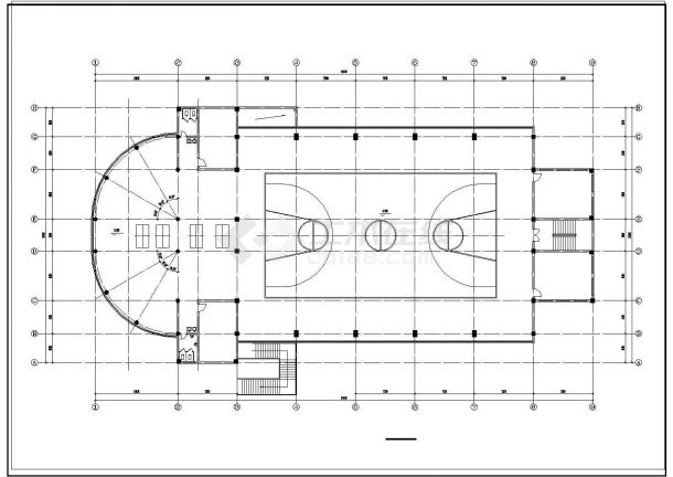 某2层室内体育馆建筑设计CAD图-图二