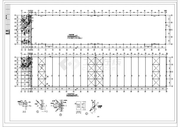 某区钢结构厂房结构施工cad图纸-图二