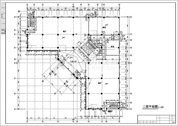 济南市某商业街1.1万平米9层框架结构商务酒店全套建筑设计CAD图纸-图二