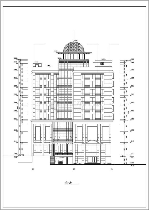 无锡市某商业街8100平米10层框架结构商务酒店建筑设计CAD图纸-图一
