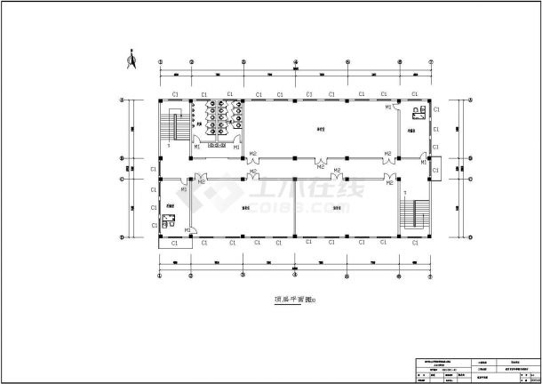 某三层框架图书馆建筑结构设计cad施工图-图一