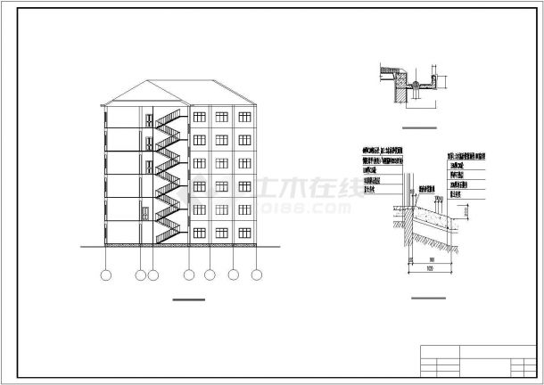 某六层框架综合办公楼建筑结构设计cad施工图-图二