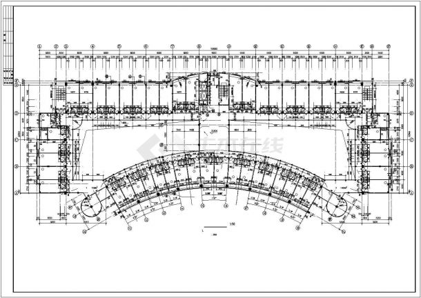 1万平米左右7层框架结构商业宾馆建筑设计CAD图纸（1-2层商用）-图二