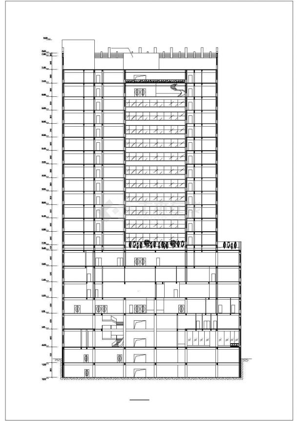 西安市某商业街2万平米19层框架结构商业综合大厦建筑设计CAD图纸-图二