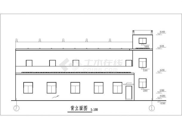 某现代化工厂800平米2层砖混结构职工食堂建筑设计CAD图纸-图一