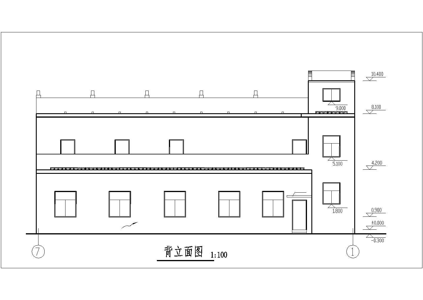 某现代化工厂800平米2层砖混结构职工食堂建筑设计CAD图纸