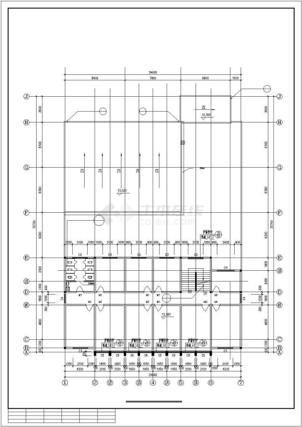 6100平米7层框架结构商业办公楼建筑设计CAD图纸（1-2层商场）-图一