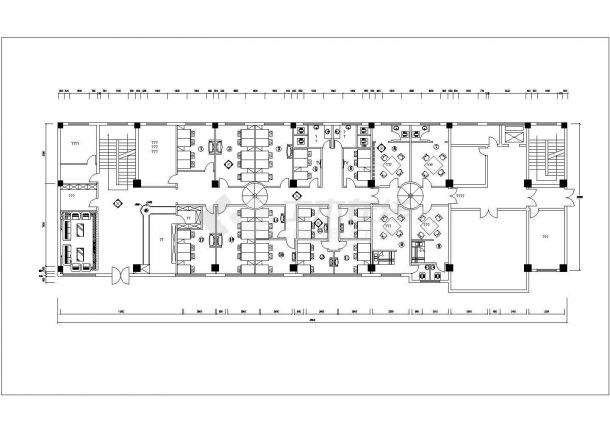 1500平米2层商务休闲中心平面装修施工设计CAD图纸-图二