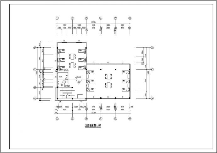 某公司1200平米五层砖混结构职工宿舍楼建筑设计CAD图纸_图1