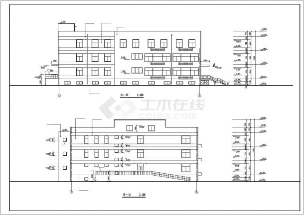 4300平米3层框架结构学生食堂建筑设计CAD图纸（含地下室层）-图二
