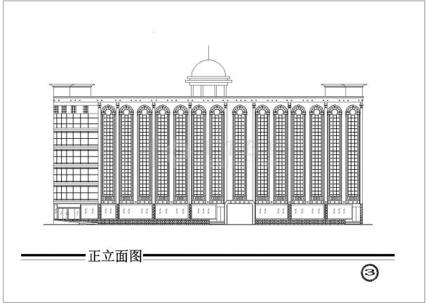 9200平米6层框架结构欧式宾馆平立面设计CAD图纸（单层为餐厅）-图一