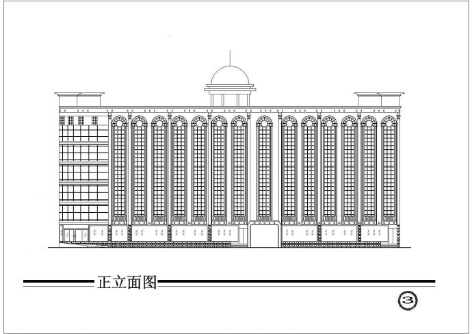 9200平米6层框架结构欧式宾馆平立面设计CAD图纸（单层为餐厅）_图1