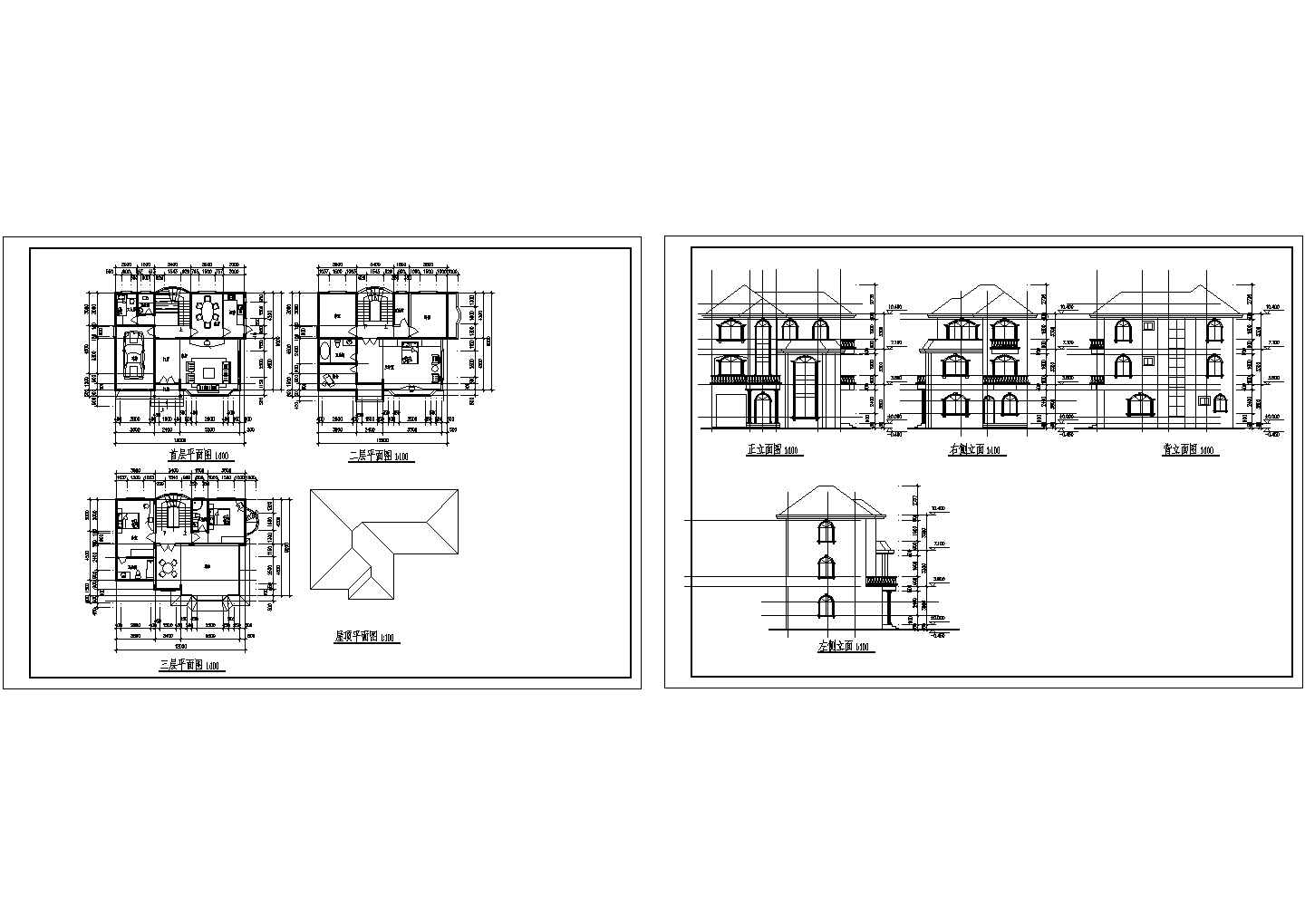 多层别墅建筑图CAD完整全套大样图详细图纸